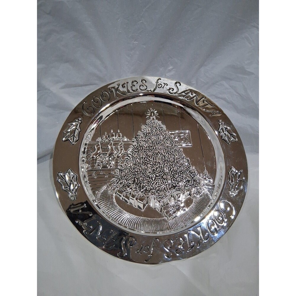 Cookies for Santa Christmas Plate 8x8 Pewter Holiday Tree Design